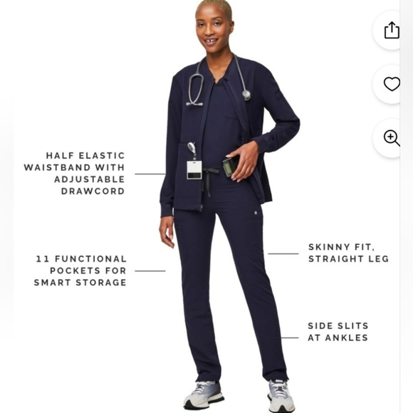 FIGS Yola Skinny Fit Straight Leg Scrubs Pants Heather Blue Size XXS or 00 or 0 - Picture 3 of 12